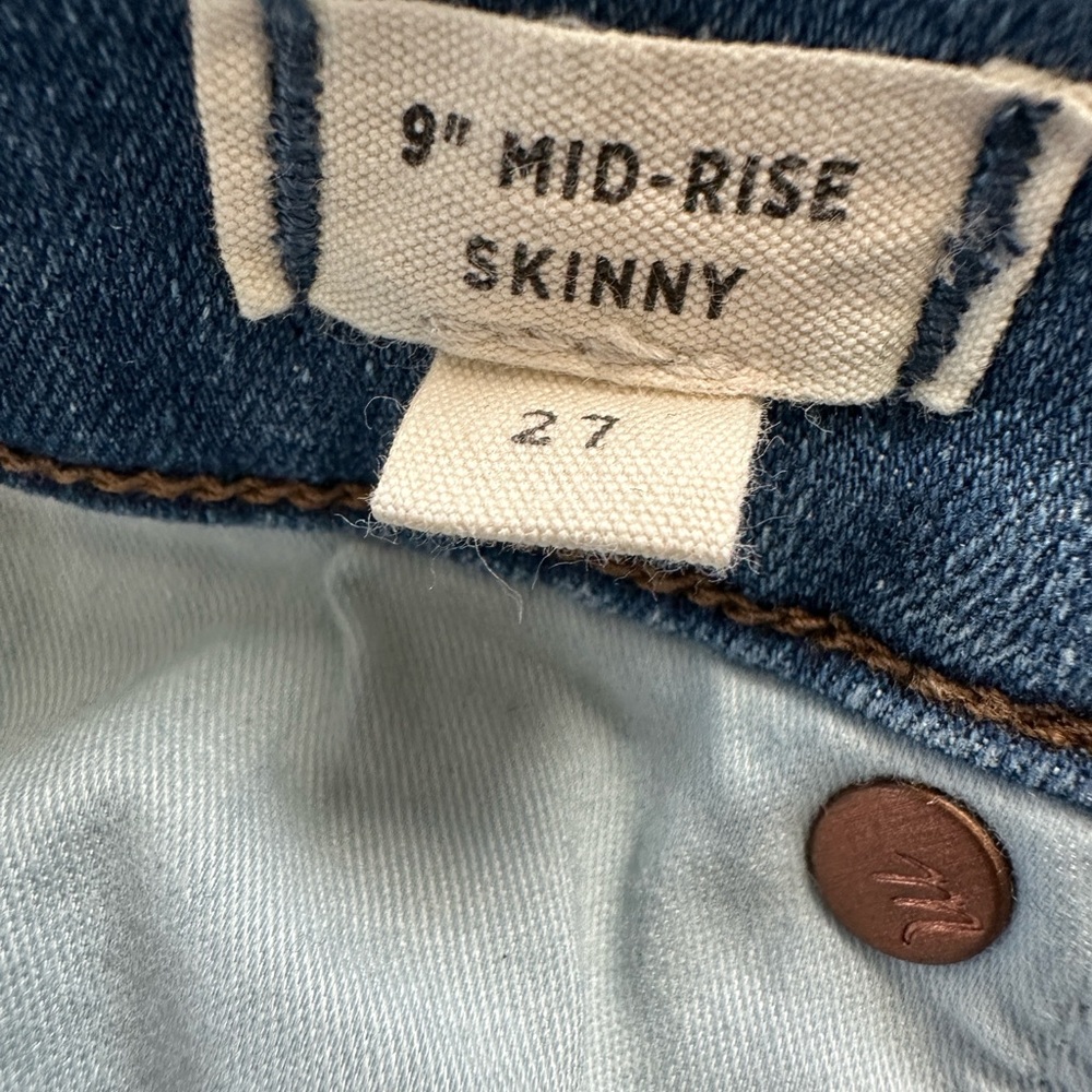 Madewell Women's 9" Mid Rise Skinny Jeans Knee-rip Frayed Hem Size 27 - Picture 7 of 8